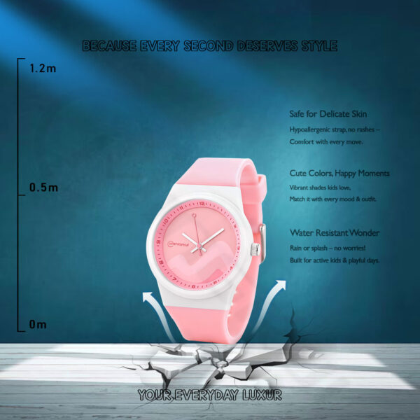 Pink Minimalist Sport Quartz Watch for Girls – Waterproof & Soft PU Strap | 2-Year Battery Life - Image 5