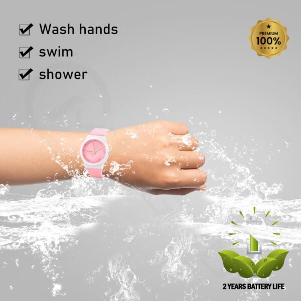 Pink Minimalist Sport Quartz Watch for Girls – Waterproof & Soft PU Strap | 2-Year Battery Life - Image 7
