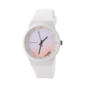 White Minimalist Sport Quartz Watch for Girls – Waterproof & Soft PU Strap | 2-Year Battery Life