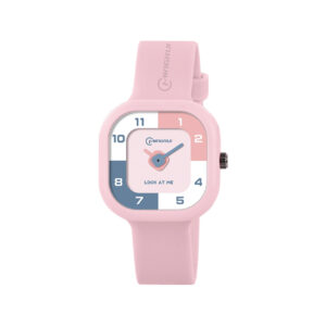 Pink Cartoon Analog Watch for Kids – Waterproof with Alarm | Colorful Dial & Soft Strap