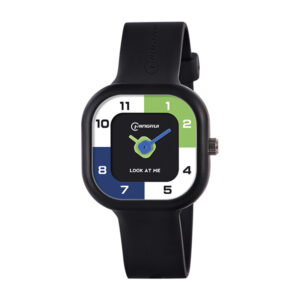 Black Cartoon Analog Watch for Kids – Waterproof with Alarm | Colorful Dial & Soft Strap