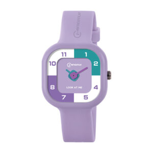 Purple Cartoon Analog Watch for Kids – Waterproof with Alarm | Colorful Dial & Soft Strap