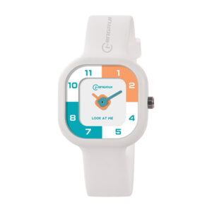 White Cartoon Analog Watch for Kids – Waterproof with Alarm | Colorful Dial & Soft Strap