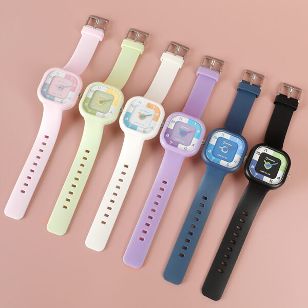 Black Cartoon Analog Watch for Kids – Waterproof with Alarm | Colorful Dial & Soft Strap - Image 2