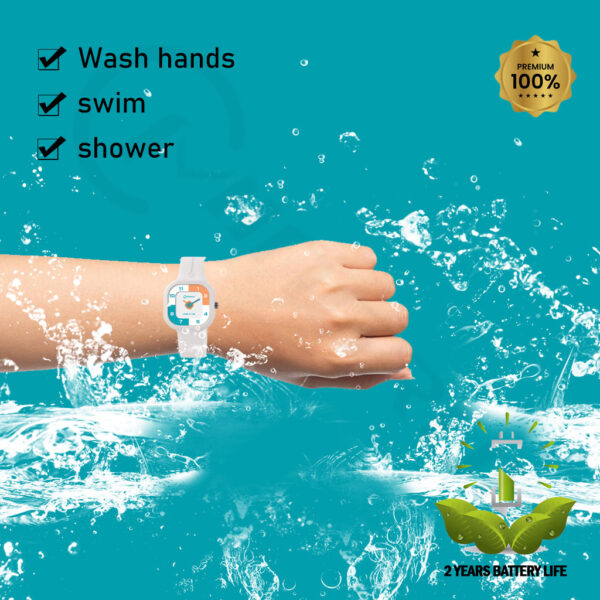 White Cartoon Analog Watch for Kids – Waterproof with Alarm | Colorful Dial & Soft Strap - Image 6