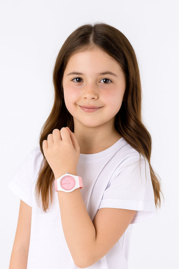 Pink Minimalist Sport Quartz Watch for Girls – Waterproof & Soft PU Strap | 2-Year Battery Life - Image 2