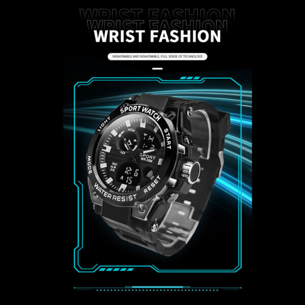 Albalet Men’s Digital-Analog Sport Watch – Green Rubber Strap, 5ATM Water Resistant, Day/Date, Luminous Display, Dual Time - Image 4