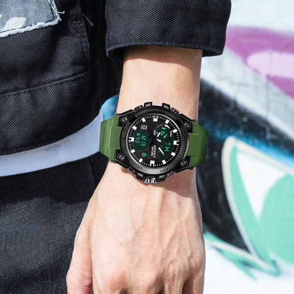 Albalet Men’s Digital-Analog Sport Watch – Green Rubber Strap, 5ATM Water Resistant, Day/Date, Luminous Display, Dual Time - Image 6