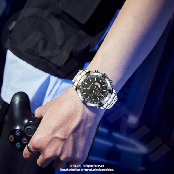 Mingrui Men's Luxury Sports Watch, Silver Stainless Steel Band, Blue Dial, Chronograph Tachymeter, Analog Display Date Display for Man's - Image 8
