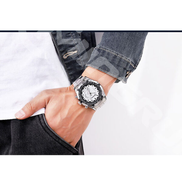 Mingrui Men's Luxury Sports Watch, Silver Stainless Steel Band, Blue Dial, Chronograph Tachymeter, Analog Display Date Display for Man's - Image 9