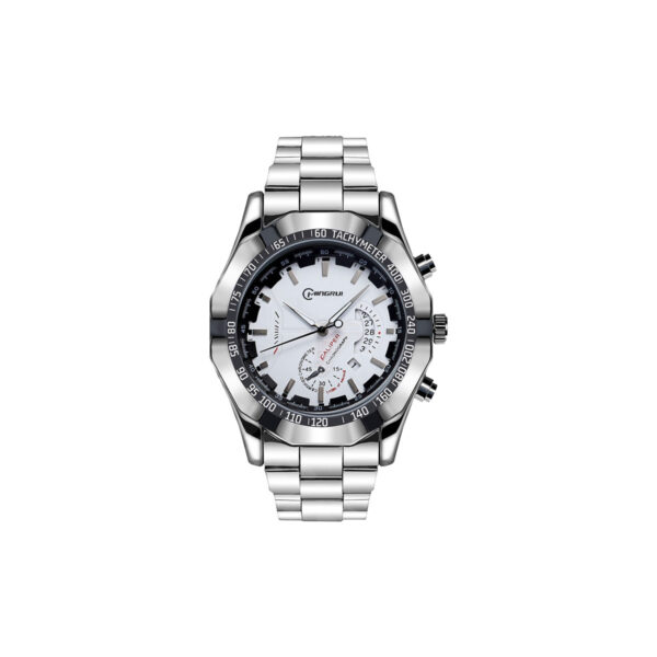 Mingrui Men's Luxury Sports Watch, Silver Stainless Steel Band, Blue Dial, Chronograph Tachymeter, Analog Display Date Display for Man's - Image 14