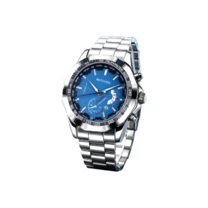 Mingrui Men's Luxury Sports Watch, Silver Stainless Steel Band, Blue Dial, Chronograph Tachymeter, Analog Display Date Display for Man's