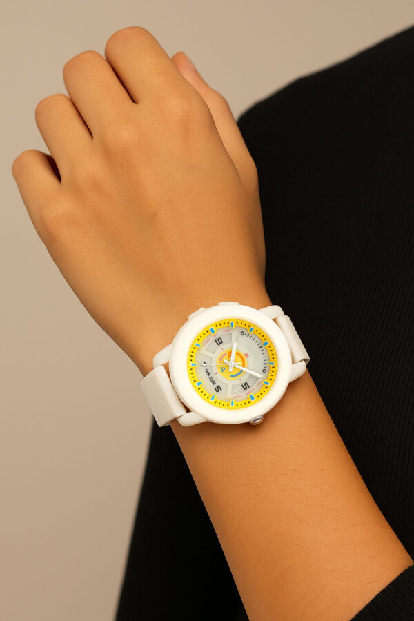 White Sport Watch for Women – Shock Resistant & Waterproof | 2-year battery life. - Image 3