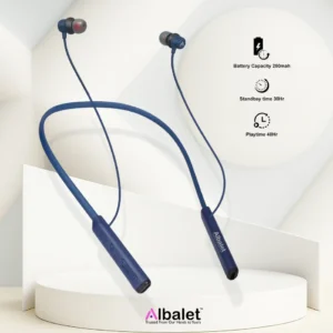 Albalet CLASSO Wireless Bluetooth Neckband | Deep Bass Type-C Fast Charging Bluetooth (Blue, In the Ear)